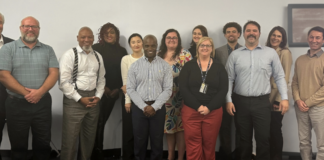 Graduates and coaches of UofL's fall 2023 LaunchIt cohort. LaunchIt is an eight-week entrepreneurship and product development bootcamp.